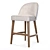 Viola Bar Stool Birch Textile Leather 3D model small image 3