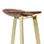 Sleek Wood and Brass Stool 3D model small image 2