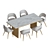 Elegant Marble Wood Dining Table 3D model small image 5