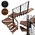 Steel Loft Staircase with Winders 3D model small image 7