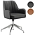 Vintage Brown Leather Swivel Chair 3D model small image 2