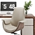 Gray Leather High-Back Desk Chair 3D model small image 4