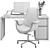 Gray Leather High-Back Desk Chair 3D model small image 5