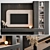 Black & Beige TV Wall Set 3D model small image 1