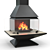 Modern Steel Fireplace with Marble 3D model small image 1