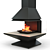 Modern Steel Fireplace with Marble 3D model small image 2