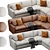 Elegant Axis Velvet Sofa 3D model small image 2