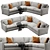 Elegant Axis Velvet Sofa 3D model small image 5