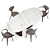 Modern Dining Set with Statuario Table & Taupe Chairs 3D model small image 2