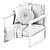 Outdoor Eucalyptus Armchair with Cushions 3D model small image 7