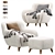 Luxury Happy Velvet Armchair from Divan.ru 3D model small image 1