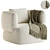 Modern Martina Swivel Armchair in Off-White Boucle 3D model small image 1