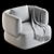 Modern Martina Swivel Armchair in Off-White Boucle 3D model small image 4