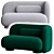 Cozy Emerald Sofa Bed & Ottoman 3D model small image 3