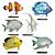 Colorful Fish Figurines Set 3D model small image 1