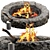 Stone Fire Bowl Set, Adjustable Lighting 3D model small image 1