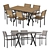 Teak Metal Dining Furniture Set 3D model small image 1