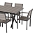 Teak Metal Dining Furniture Set 3D model small image 3