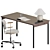 Scandinavian Style Workspace Set with Chair 3D model small image 1