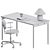 Scandinavian Style Workspace Set with Chair 3D model small image 3