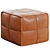 CB2 Brown Leather Square Pouf 3D model small image 1