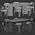 Elegant Oval Dining Set 3D model small image 1