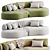 Colorful Velvet Lounge Sofa Ensemble 3D model small image 1