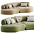 Colorful Velvet Lounge Sofa Ensemble 3D model small image 2