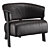 Contemporary Leather Wing Armchair 3D model small image 2