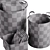 Handcrafted Leather Basket Set 3D model small image 7