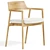 Alocs Beige Chenille Chair Oak 3D model small image 2