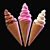 Title: Triple Color Ice Cream Cone 3D model small image 3