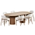 Modern Dining Set in Oak 3D model small image 2