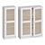 Scandinavian Bookcase with Bamboo & Rattan Facades 3D model small image 1