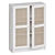 Scandinavian Bookcase with Bamboo & Rattan Facades 3D model small image 3