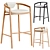 Modern Outdoor Teak Bar Stool 3D model small image 1