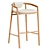 Modern Outdoor Teak Bar Stool 3D model small image 3