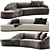 Modern Curved Sectional Sofa 3D model small image 2