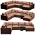 Modern 3-Piece Corner Sectional Sofa 3D model small image 3