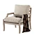 Elegant Beechwood Armchair with Linen 3D model small image 1