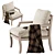 Elegant Beechwood Armchair with Linen 3D model small image 2