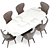 Elegant Dining Set with Statuario Table 3D model small image 2