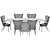 Elegant Dining Set with Statuario Table 3D model small image 5