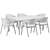 Josra Ivory Boucle Dining Set 3D model small image 6