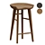 Handcrafted Walnut Carved Bar Stool 3D model small image 1