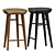 Handcrafted Walnut Carved Bar Stool 3D model small image 3