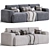 Plush Velvet Grey Sofa 3D model small image 2