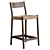 Yalia Roped Oak Bar Stool 3D model small image 2