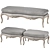 Elegant Louis Bench Set 3D model small image 1