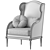 French Louis XVI Bergere Chair 3D model small image 2